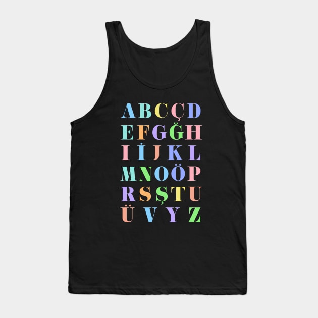 Children's Turkish Alphabet Chart, Turkey Language Chart, Pastel Tank Top by typelab